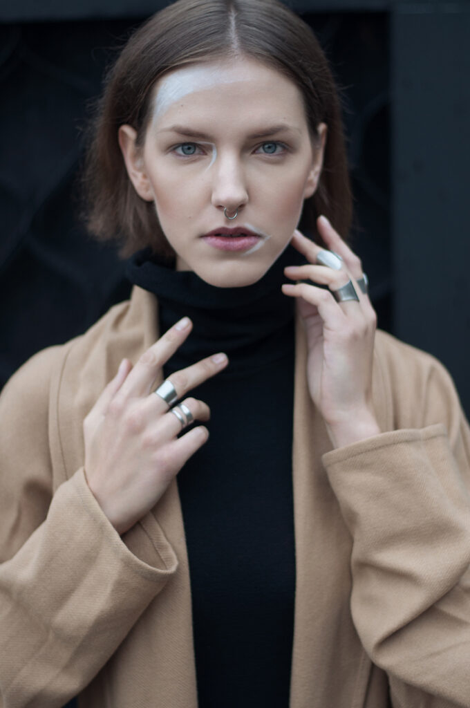 woman with white makeup